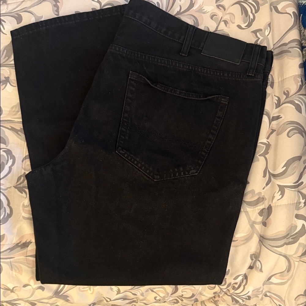 Izod Black Leather Patch Denim